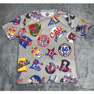 Negro Leagues Baseball Museum Shirt Mens XL Gray All Over Print Team Logos Tee